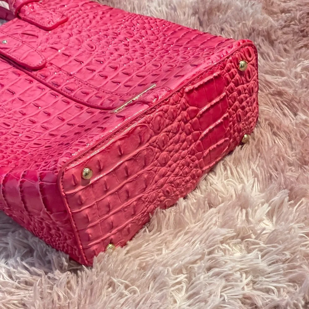 Hot Pink Croc Embossed Satchel‎ Bag | Luxury Statement Handbag | Crossbody Purse